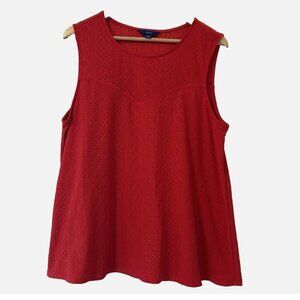 Apt. 9 Women's XL Solid Red Eyelet Lined Sleeveless Casual Summer Stretch Blouse